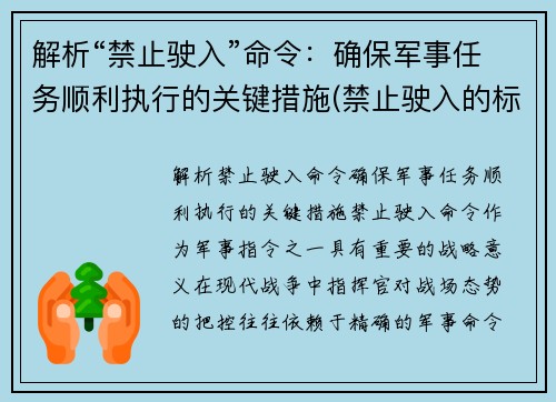 解析“禁止驶入”命令：确保军事任务顺利执行的关键措施(禁止驶入的标志是怎样的)